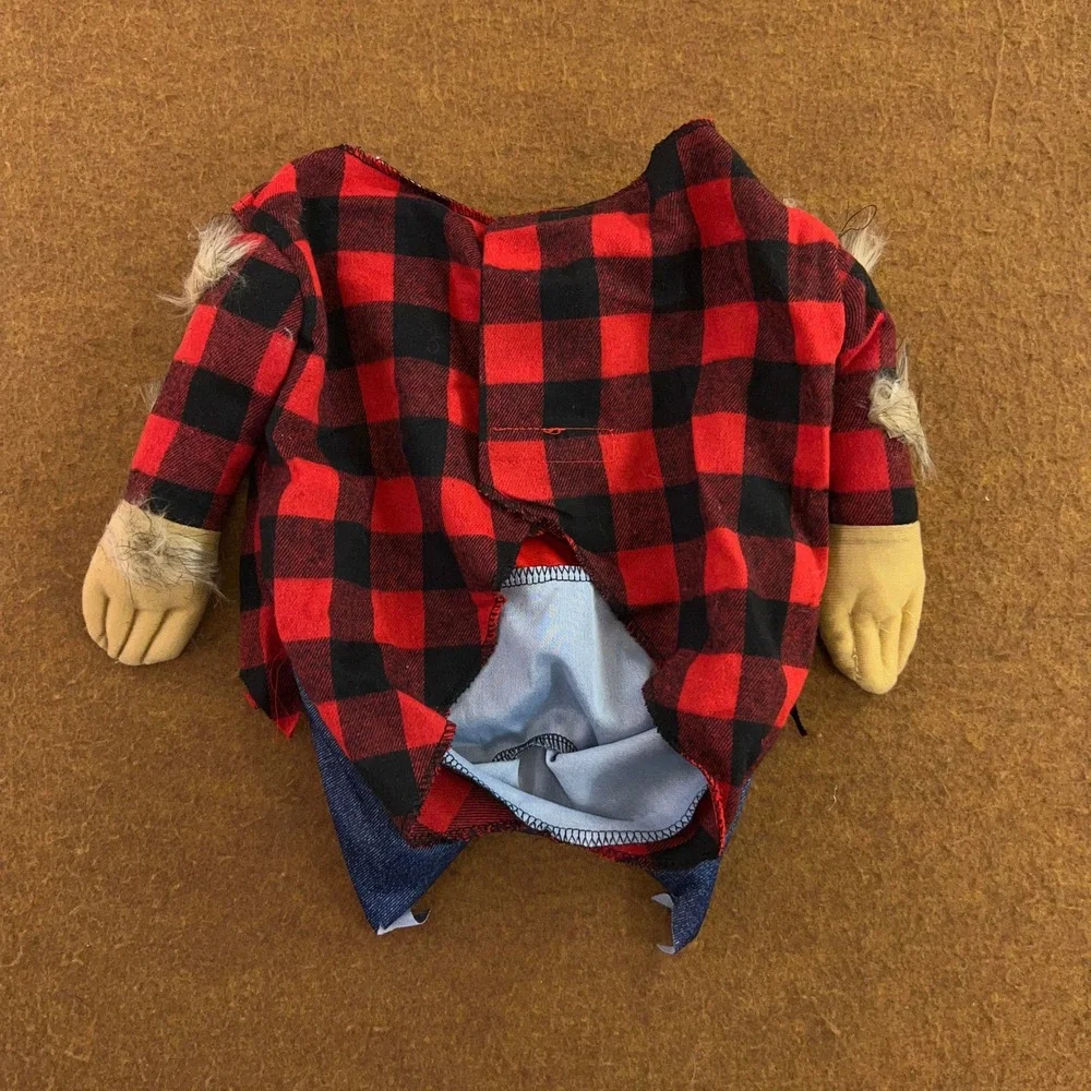 Paw Prints Dog Medium Red Were-Woof Werewolf Plaid Jumpsuit Pet Costume NWT